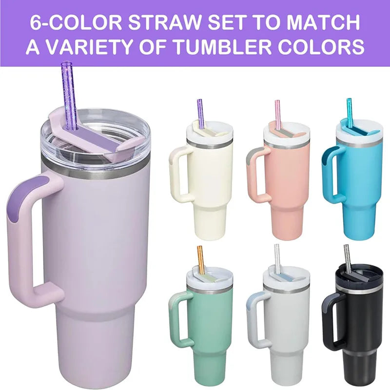 Stanley Tumbler Glitter Straws 12-Pack - Reusable & Colorful