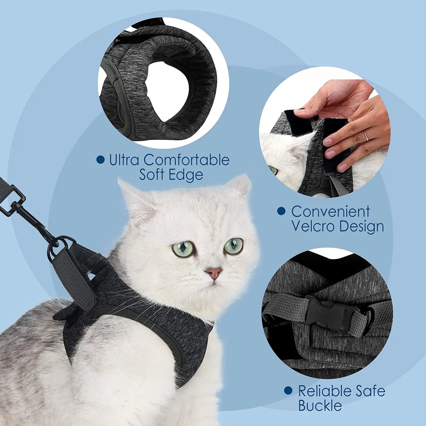 Adjustable Anti-Escape Cat Harness - Soft & Breathable Vest